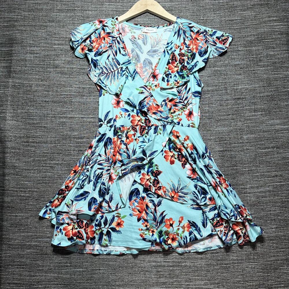 Kayla's Armoire Dress Women's L Blue Floral Summer KD1169
